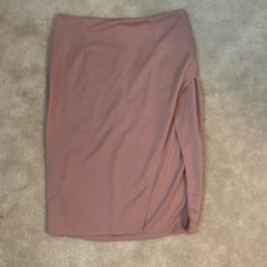 High Waisted Slit Blush Skirt